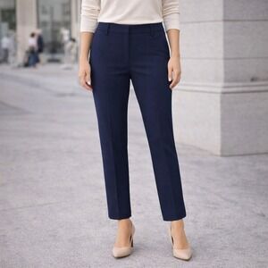 Talbots Chatham Ankle Pants 4P India Ink Navy Blue Wool Blend Side Zip